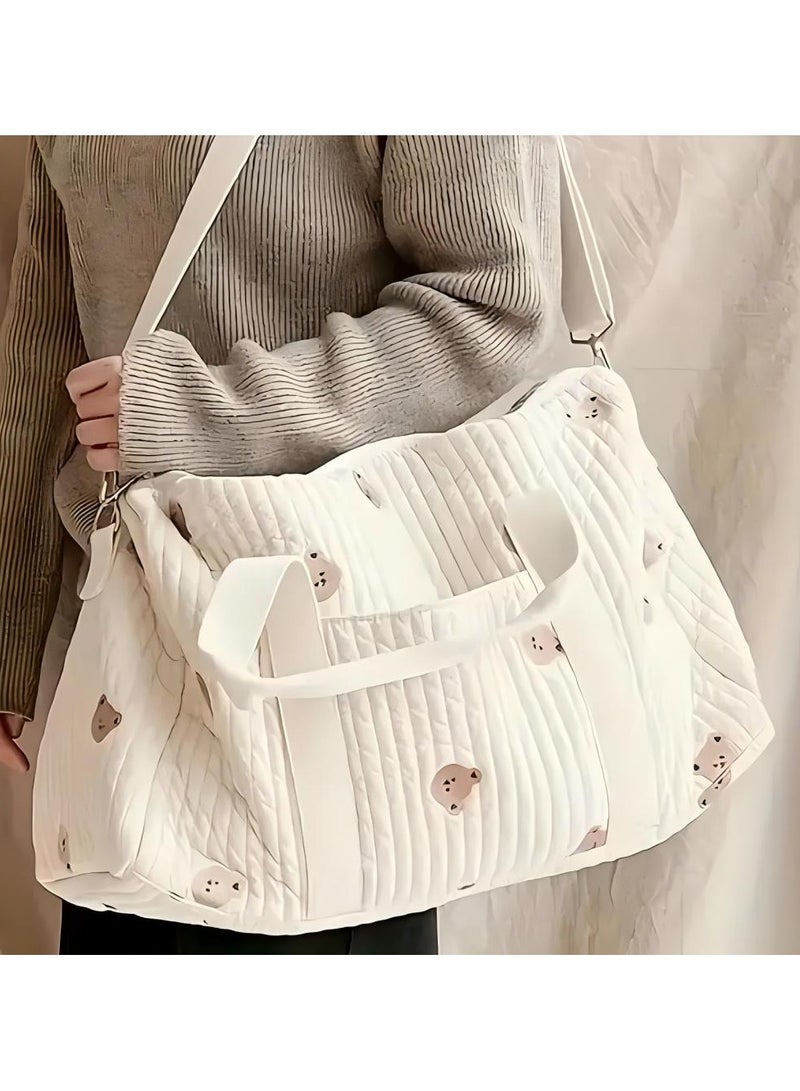 Spacious Embroidered Parent Bag With Animal Print Durable Nylon Perfect For Diapers Essentials  - Image 2