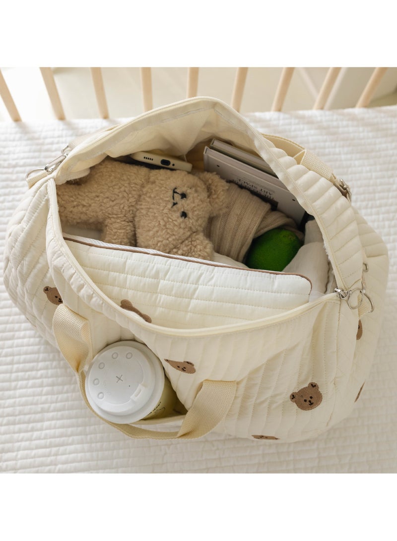 Spacious Embroidered Parent Bag With Animal Print Durable Nylon Perfect For Diapers Essentials  - Image 3