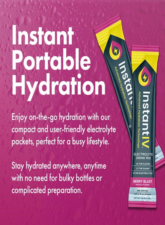 Instant IV Electrolytes Powder - 3X Electrolytes,1/2 Sugar with Vitamin C, B3, B6, Electrolytes Powder Packets for Hydration, Recovery & Immunity, Vegan & Gluten Free | Berry Blast - 12 Packets - Image 4
