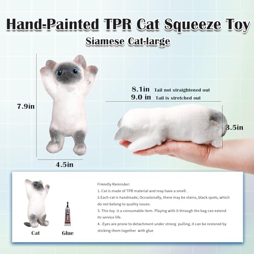 YVBBHE Big Hand Painted Cat Squishy ToysLarge Cute Ultra Soft Kitty Squeeze Fidget Toys for Stress Relief Kawaii Squishies Sticky Animal Toys for Adults KidsDecompression Sensory Balls Toys for Autism - Image 5