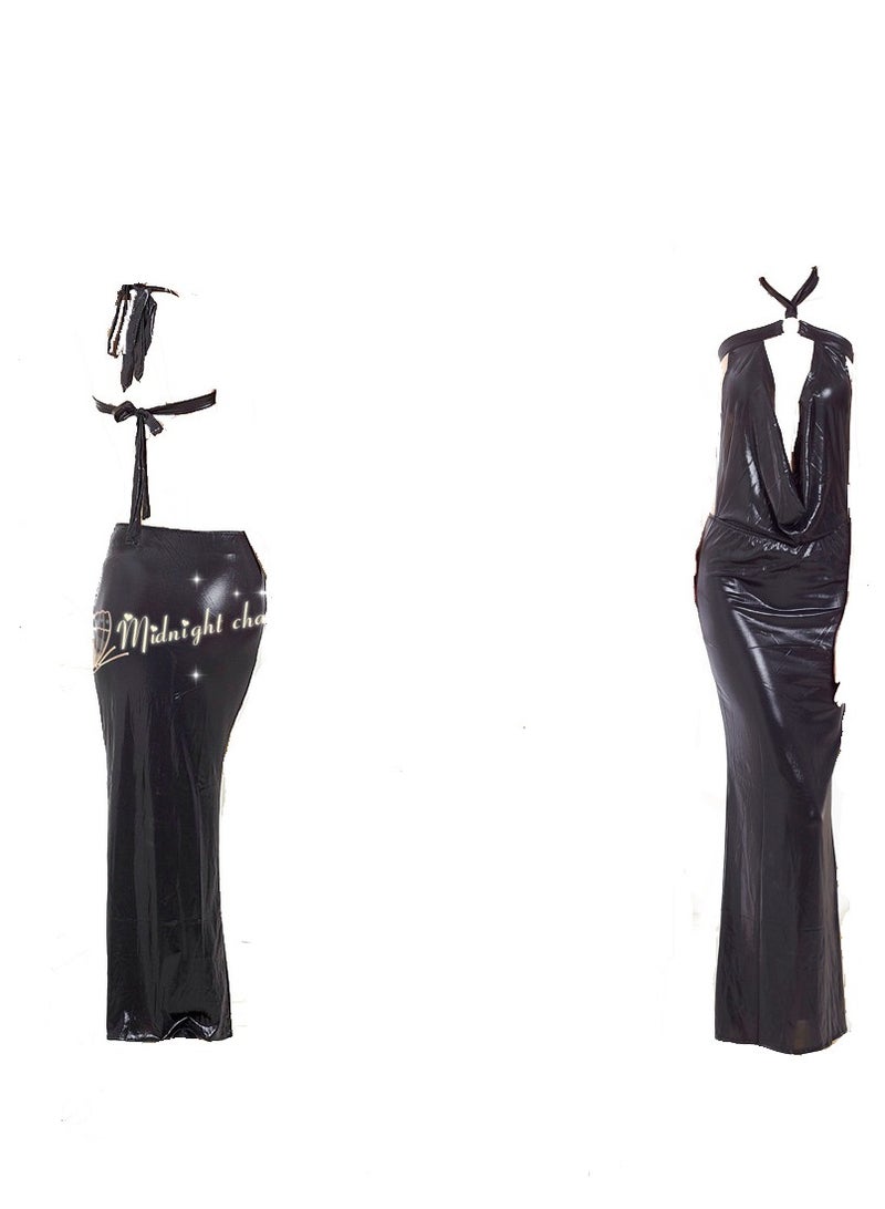 Sleeveless Faux Leather Bodycon Max Dress - Image 2