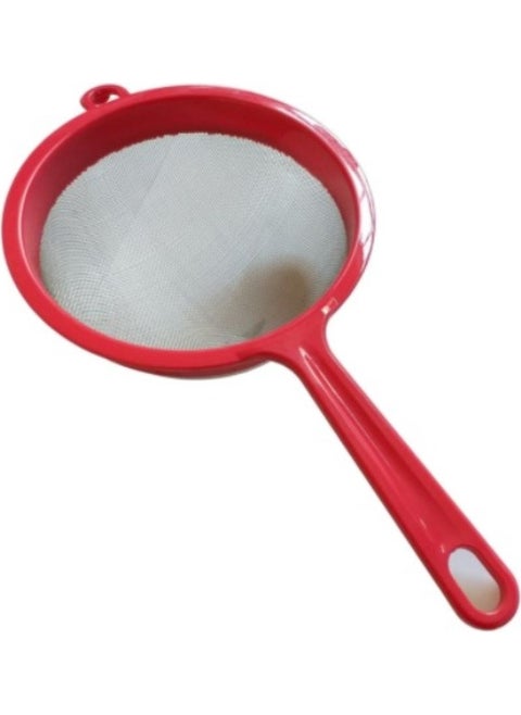 Stainless Steel Strainer with Plastic Handle - Red - 17 cm