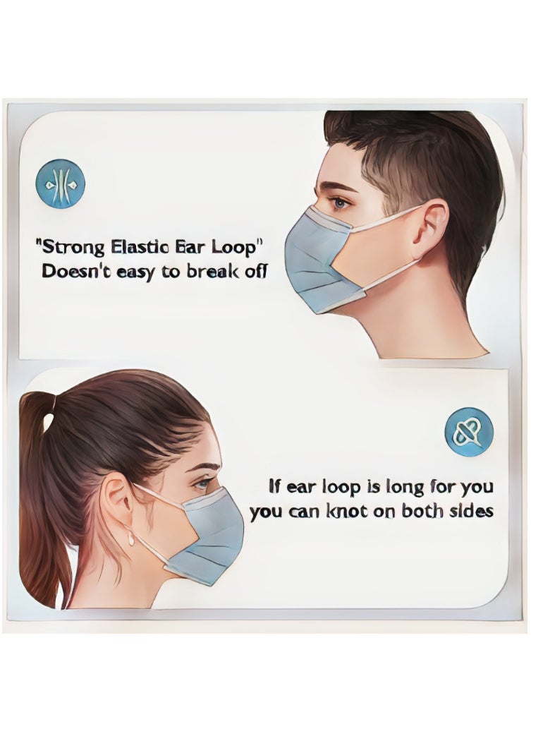 Bariq Disposable Medical Face Mask 3 Ply with Elastic Ear loops Soft on Skin 50pcs - Image 3