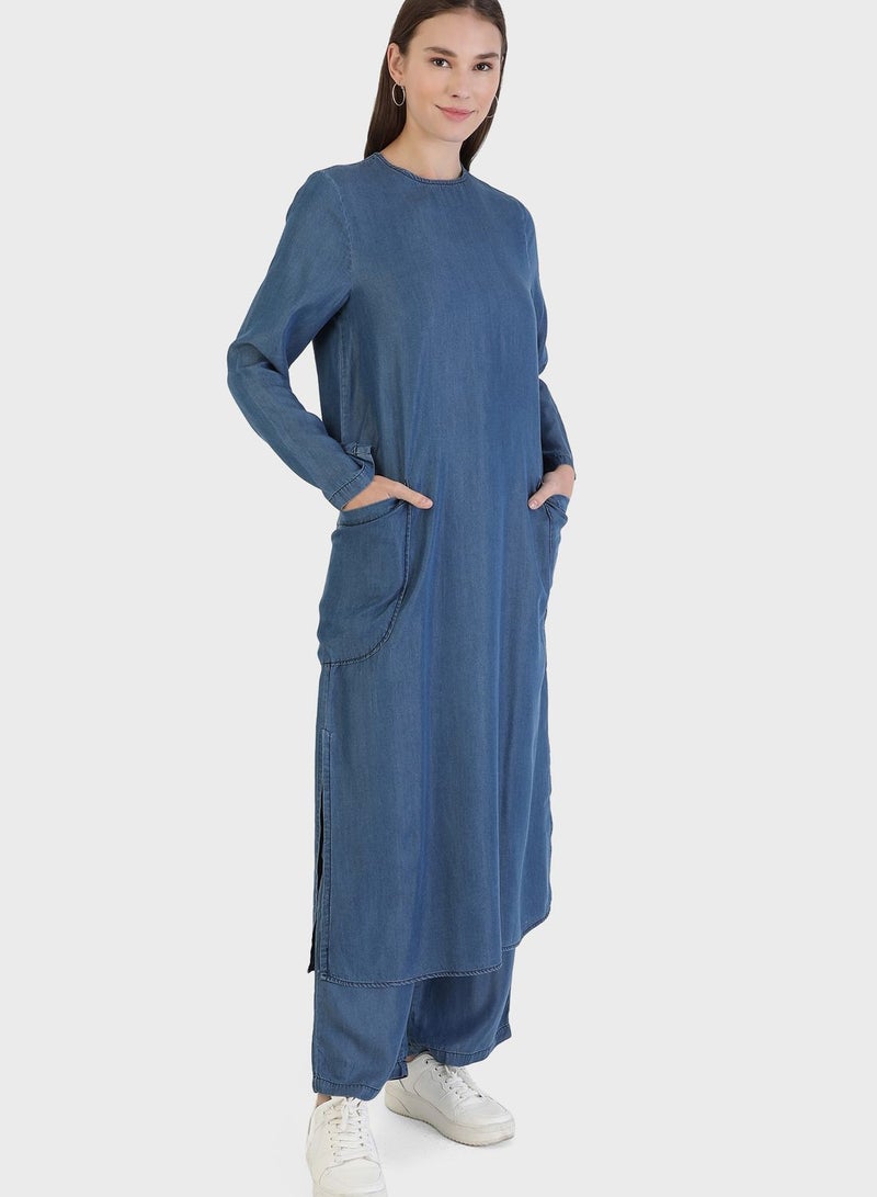 Modanisa Pocket Detail Tunic & Pants Set  - Image 1