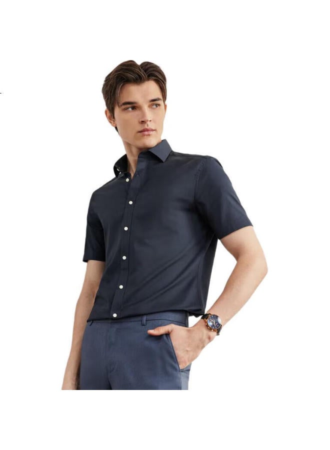 G2000 Men'S Slim Fit Short Sleeve Shirt In Twill Cotton Blend 41131962G2 Navy Blue 09 - Image 3