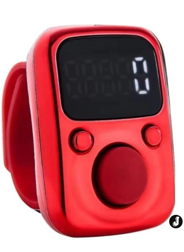 JAJEEK "NEW Electric Finger Counter with LED Display – Digital Dhikr Tasbih Ring, Glow in the Dark, Accurate Counting Device with Replaceable Battery (Red)" - Image 1