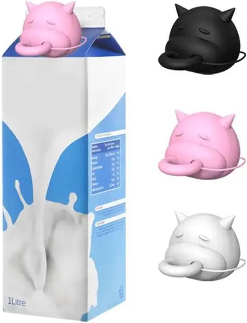 Silicone Cow Head Milk Cardboard Lid for Easy Pouring of Diverter Dispenser Covers Novelty Proof Bottle Lid Silicone Cow Head Milk Carton Caps - Image 2