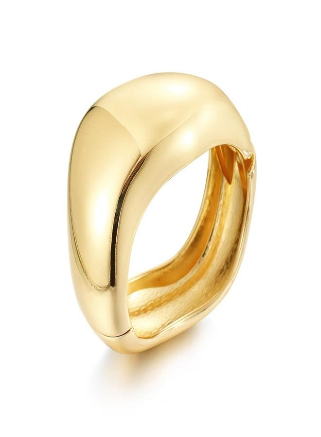 أساور YMBYCM عريضة مطلية بالذهب للنساء، أساور عريضة عصرية، أساور معصم مطروقة غير منتظمة الشكل. - Image 1