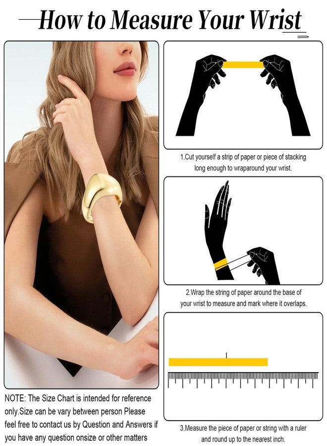 أساور YMBYCM عريضة مطلية بالذهب للنساء، أساور عريضة عصرية، أساور معصم مطروقة غير منتظمة الشكل. - Image 3