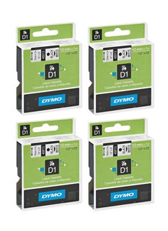 Dymo DYMO 45013 D1 Tape Cartridge for Dymo Label Makers, Created Specifically for Your LabelManager and LabelWriter Duo Label Makers, 1/2-inch x 23 Feet, Black on White, Pack of 4  - Image 1