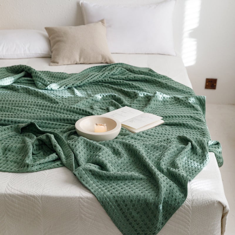 Waffle Cotton Gauze Towel Quilt Air Conditioning Summer Quilt Solid Color Simple Thin Summer Quilt Dormitory Single Double Quilt - Image 1