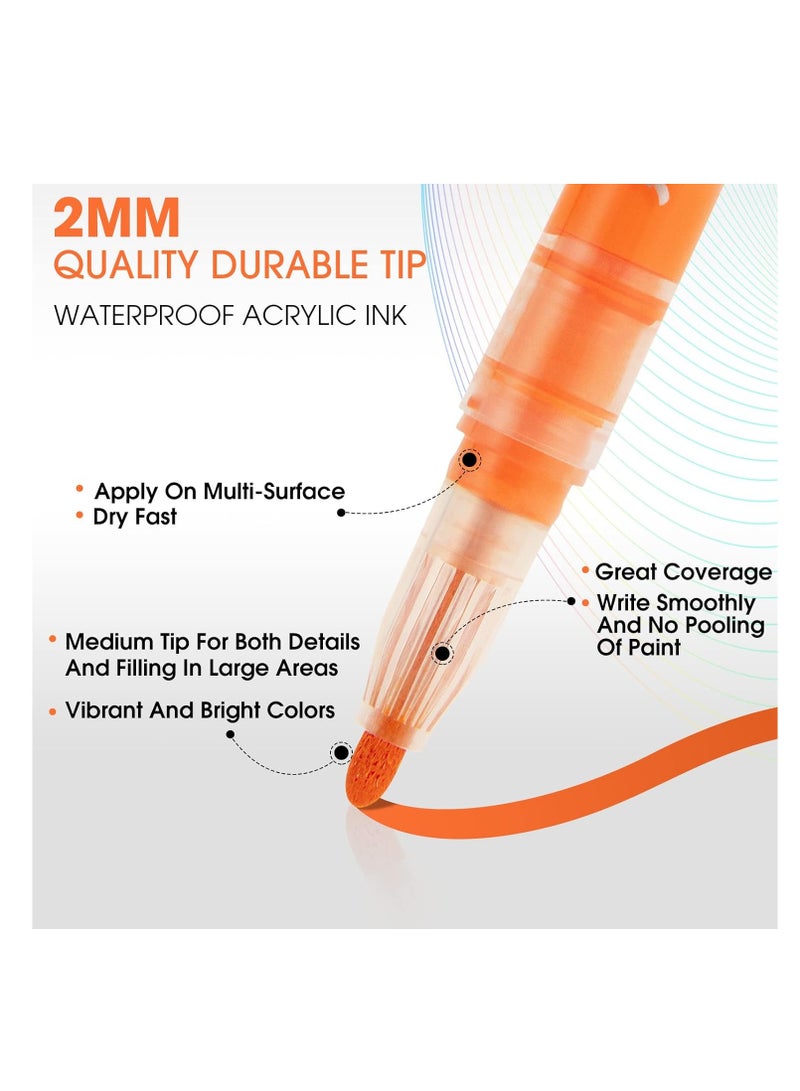 12 Color Acrylic Paint Markers Waterproof Paint Pens for Rock Painting Graffiti Stone Ceramic Glass Wood Fabric Canvas Porcelain Metal Water Based Quick Dry Non-Toxic 2mm - Image 3