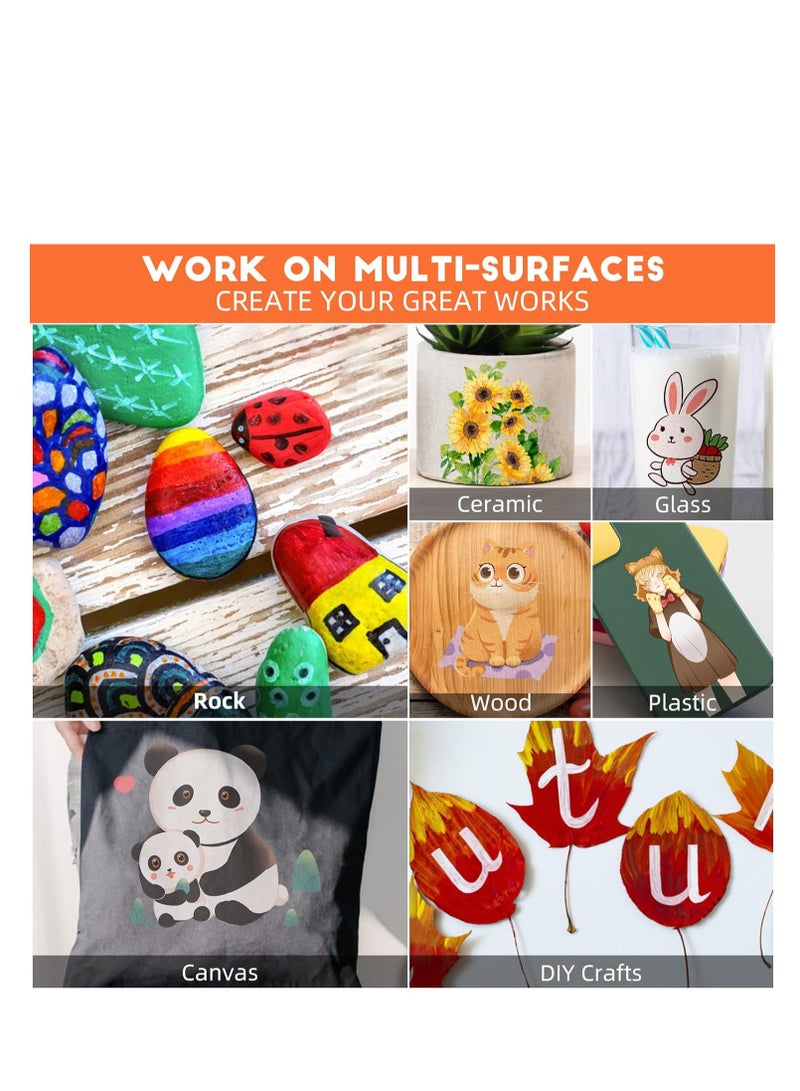 12 Color Acrylic Paint Markers Waterproof Paint Pens for Rock Painting Graffiti Stone Ceramic Glass Wood Fabric Canvas Porcelain Metal Water Based Quick Dry Non-Toxic 2mm - Image 5