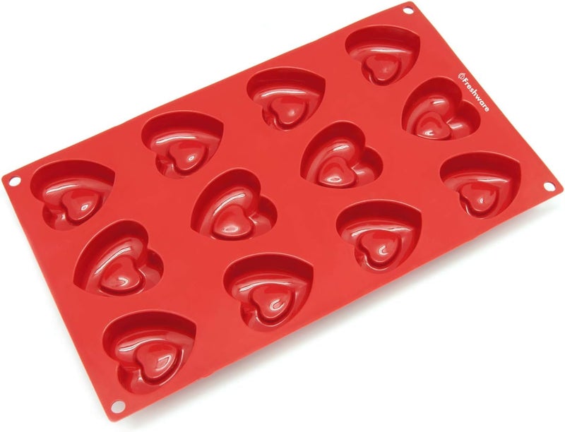 Freshware 12Cavity Silicone Mini Valentine Heart Muffin Brownie Cornbread Cheesecake Pudding Jello Shot and Soap Mold - Image 2