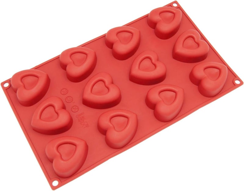 Freshware 12Cavity Silicone Mini Valentine Heart Muffin Brownie Cornbread Cheesecake Pudding Jello Shot and Soap Mold - Image 1