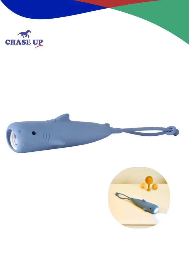 Chase Up Silicone LED Flashlight,Rechargeable Cute Animal Shaped Silicone kids Flashlight,Gifts for Camping Essentials Gear,Birthday,Christmas and New Year (Shark) - Image 1