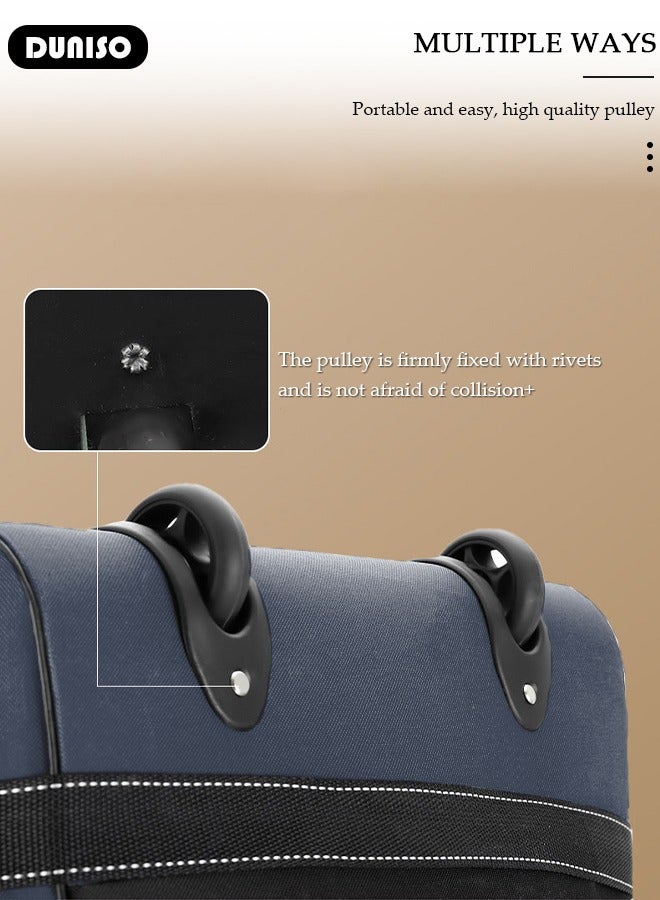 DUNISO Rolling Duffel Bag with Wheels, Collapsible Rolling Duffel Bag with Telescoping Handle, Large Capacity Waterproof Carry On Bag,Multiple Compartments Duffle Bag Trolley with Lacing for Moving, Camping, Travel, Hiking, School - Image 5