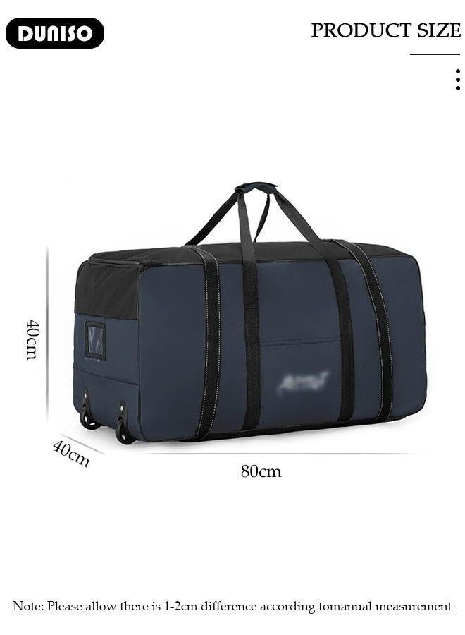 DUNISO Rolling Duffel Bag with Wheels, Collapsible Rolling Duffel Bag with Telescoping Handle, Large Capacity Waterproof Carry On Bag,Multiple Compartments Duffle Bag Trolley with Lacing for Moving, Camping, Travel, Hiking, School - Image 2
