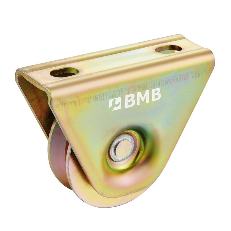 BMB TOOLS Y-Gate Roller Wheel -15x50mm- Quiet High-Load Capacity Yellow Zinc-Coated Sliding Gate Roller with Y-Groove Design for Heavy-Duty Gate Systems - for Track Gates and Industrial Applications - Image 1