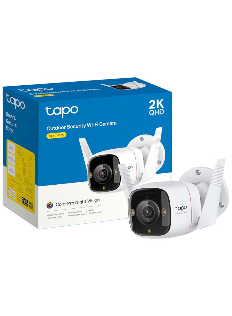 Tapo TP-Link ColorPro Wi-Fi Outdoor Camera | Plug-in | Daylight Clarity at Night | 2K QHD | Person/Pet/Vehicle Detection | Local/Cloud Storage | 127° FOV | Built-in Siren C325WB - Image 1