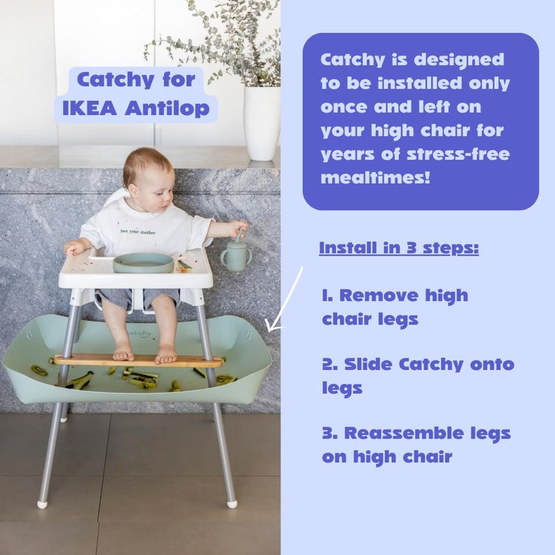 CATCHY -Food Catcher-Compatible with IKEA Antilop High Chair + 11 Other High Chairs- Highchair Sold Separately -Baby & Toddler Food & Mess Catcher-Premium Linen Inspired - Under High Chair Accessory - Image 5