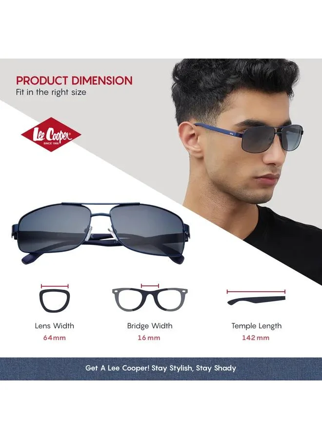 Lee Cooper Polarized Sunglasses Dark Blue Frame Gradient G15 Mirror Lens 64mm  - LC1203C01