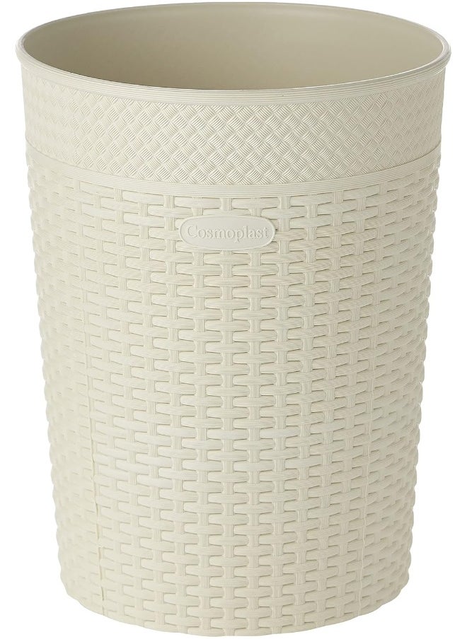 Cosmoplast 10L Cedarattan Round Waste Basket (Off White)  - Image 4