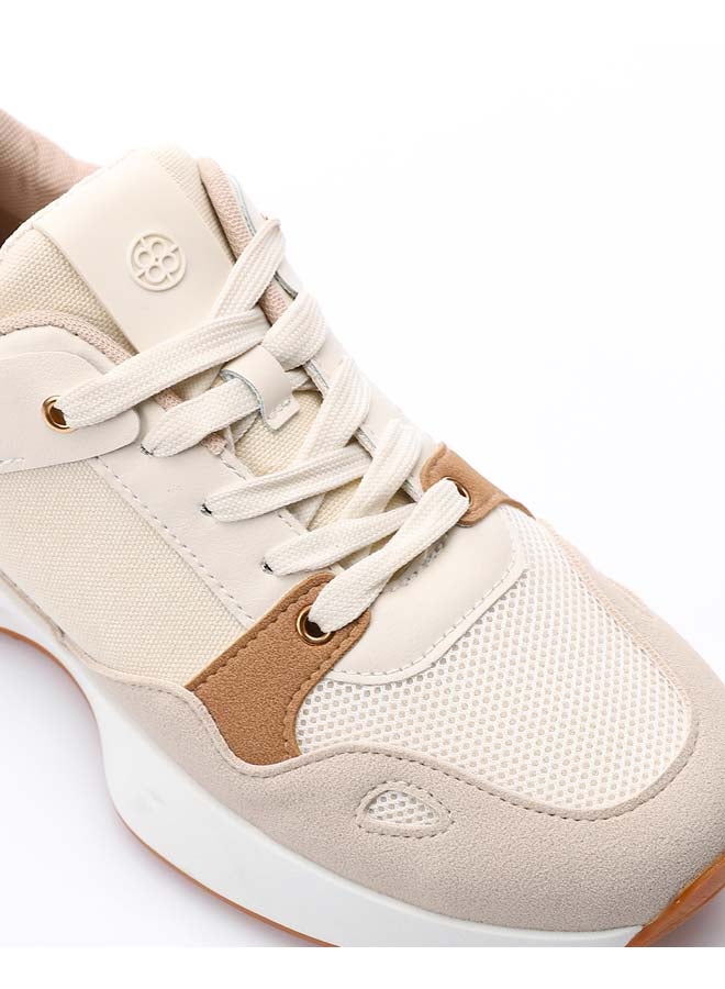 DejaVu Comfy Flat Sneakers - Beige & Camel - Image 3