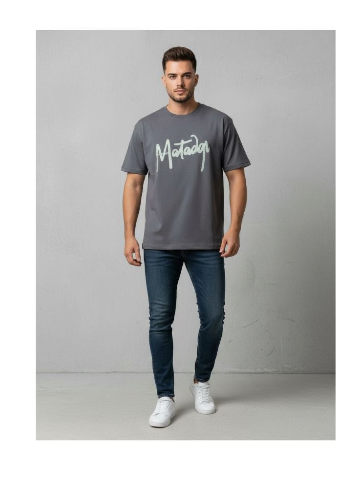 Premium Charcoal Gray T-Shirt with Matador Script – Relaxed Fit Urban Tee - Image 2