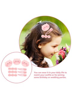 FOMIYES FOMIYES 9pcs Hairpin Pink Decor Bangs Hair Clip Hair Accessories for Girls Chrismas No Slip Snap Barrettes Girl Cartoon Hairpin Zinc Alloy, Resin Pink Cartoon Pig Hair Clip Manual  - Image 3