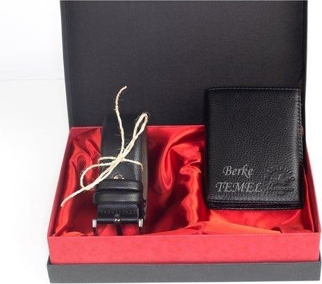 West Polo Westpolo Genuine Leather Personalized Men's Wallet & Belt Set - Image 1