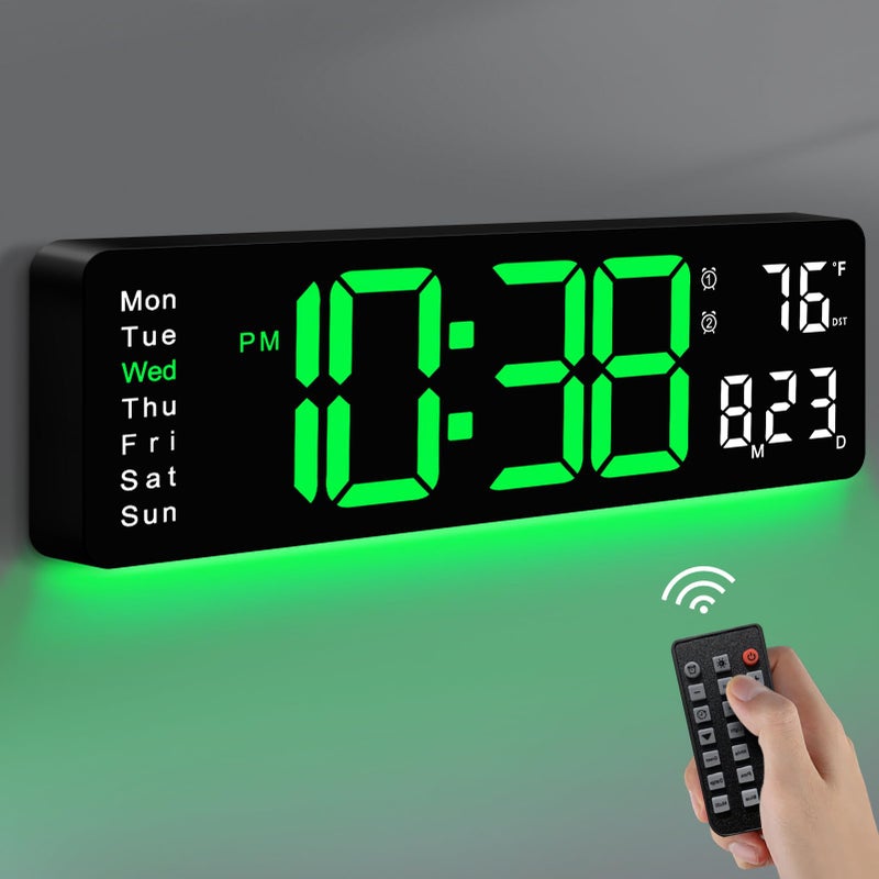 MASHI Digital Wall Clock 16 Large Display Digital Clock with Remote Control AutoDimming Wall Clock with Night Light DST Date WeekTemp for Living Room Bedroom Decor Gift for Elderly - Image 2