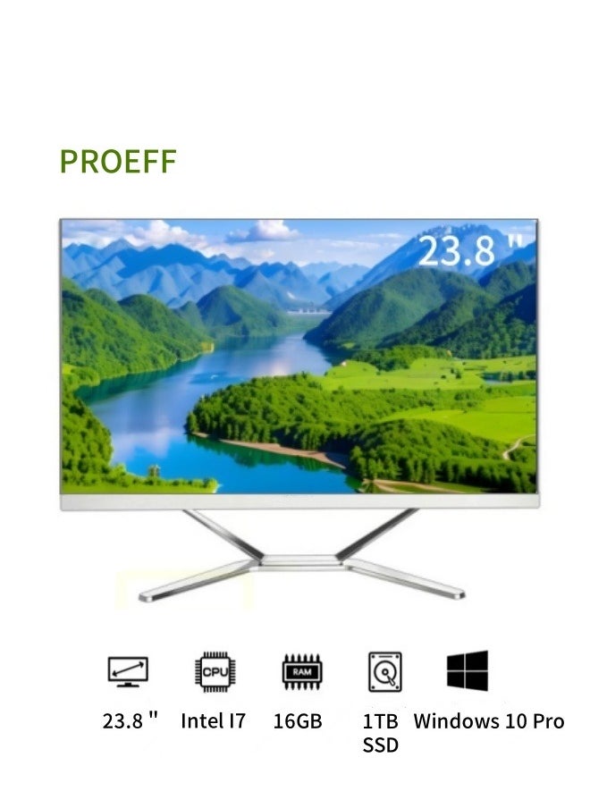 PROEFF - All-In-One Desktop i7-11800H Processor/16GB DDR4 RAM/1TB SSD/Graphics UHD Xe 750,English Keyboard and Mouse,White - Image 1