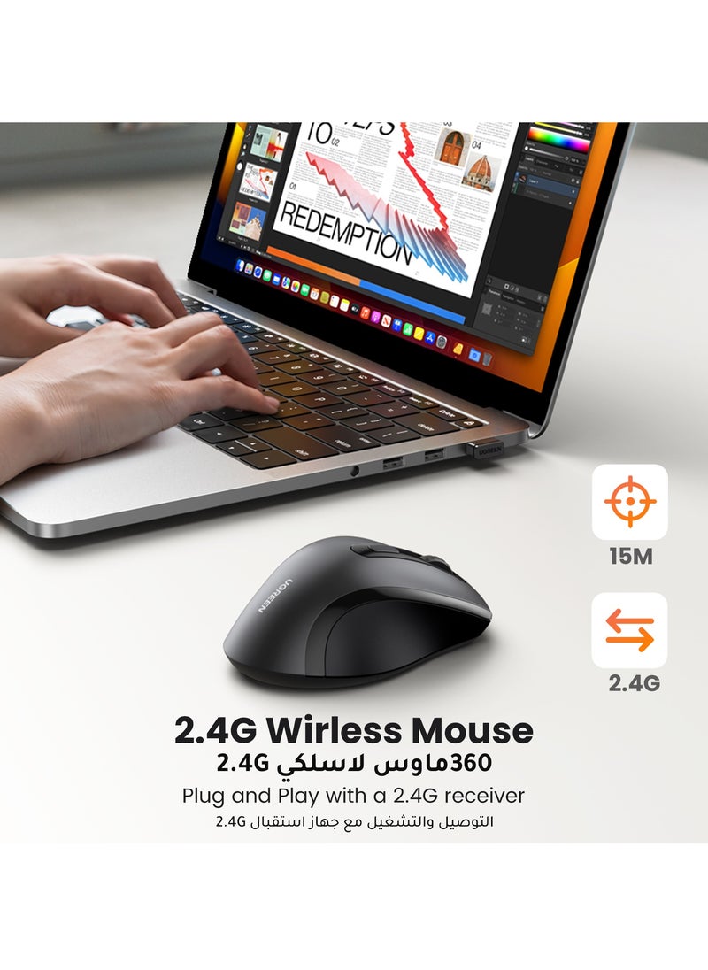 ماركة غير محددة - ماوس لاسلكي، ماوس بصري مريح 2.4 جيجا هرتز، 1600 نقطة في البوصة، 3 نقاط في البوصة قابلة للتعديل، 5 أزرار، ماوس كمبيوتر USB بنقرة صامتة لأجهزة الكمبيوتر المحمولة وأجهزة الكمبيوتر الشخصية وأجهزة Chrome - Image 1