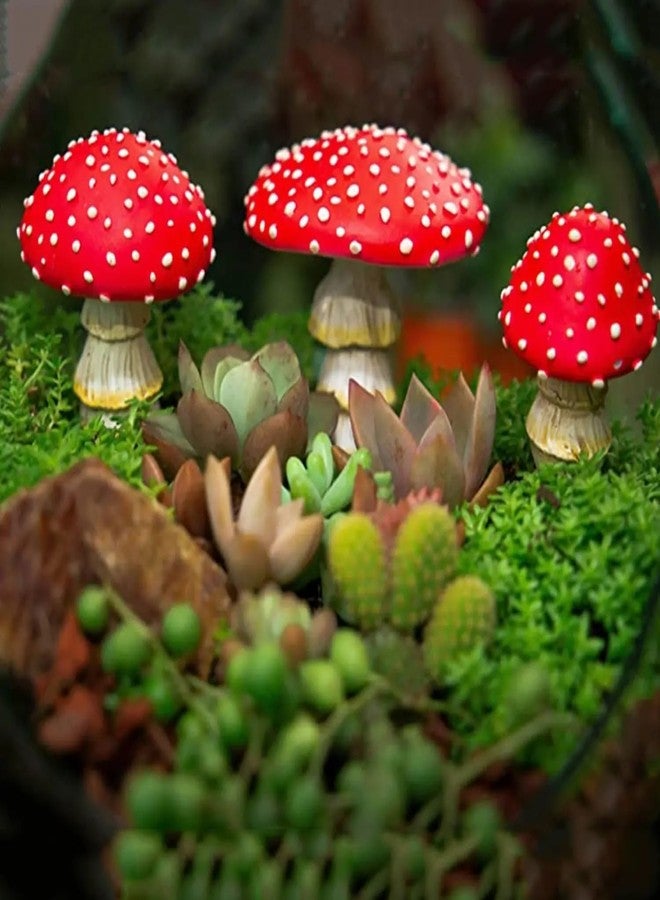 OwMell Glow in The Dark Mushroom, Set of 3 Mushroom Decor Decorations for Garden Yard, Mushroom Tree Decorations Outdoor, Mushroom Statue Figurines, Fairy Garden Decor Accessories - Garden Stakes - Image 4