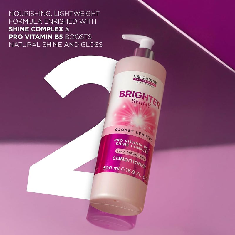 CREIGHTONS Professional Brighter Shine Conditioner 500ml  Gloss with Pro Vitamin B5 & Shine Complex for a Brilliant Finish  Boosts Hair Gloss Softness & Radiance - Image 2