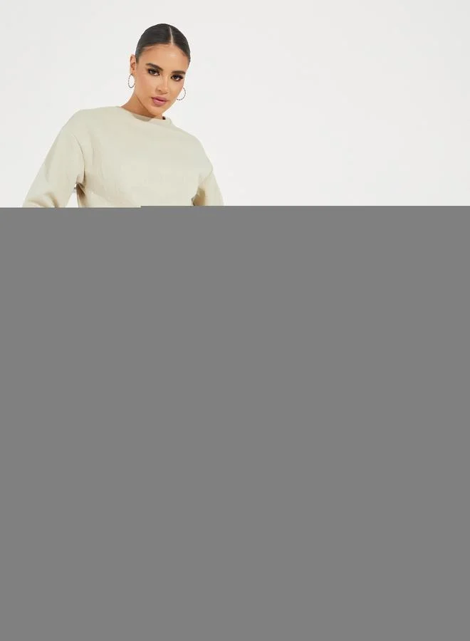 Styli Embossed Look Sweatshirt & Cuffed Jogger Co-Ords