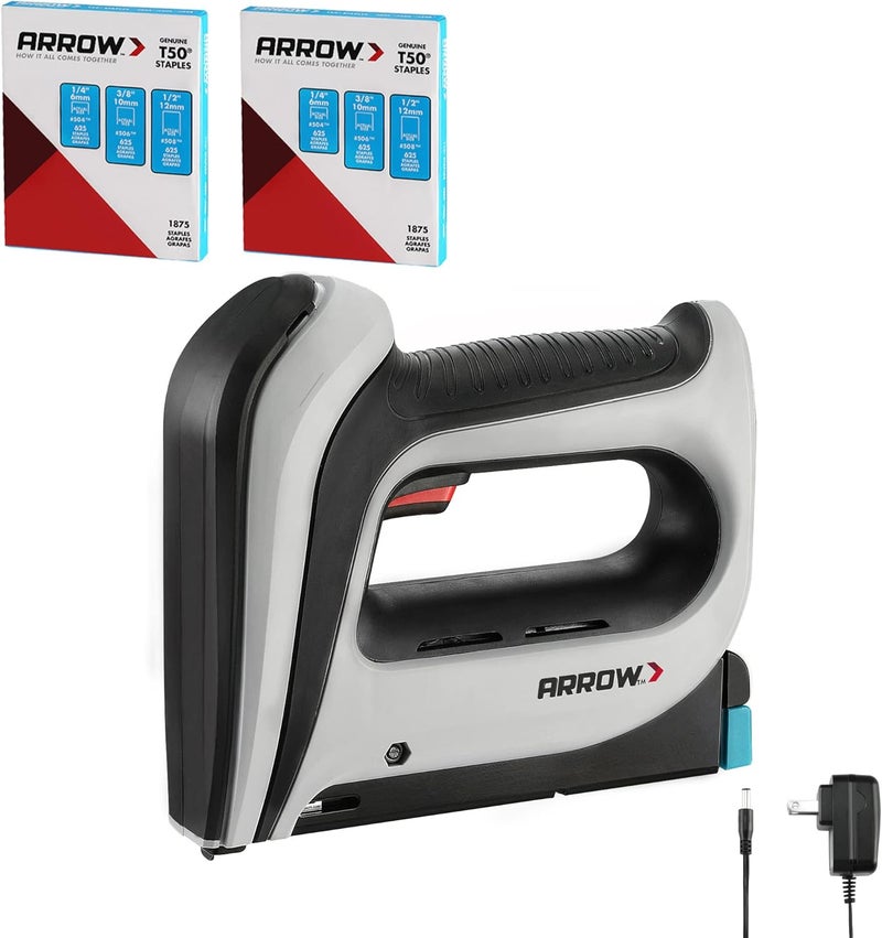 Arrow Fastener Arrow Cordless Staple Gun Kit, Electric Stapler with 3750 Pieces T50 1/4", 3/8", 1/2" Staples, for Upholstery Professional and DIY Projects, T50DCD - Image 1
