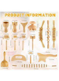 Hihonor 16 Pcs Wood Therapy Massage Tools Set Maderoterapia Kit Therapy Tools for Body Muscle Pain Relief Wooden Body Face Sculpting Tools Wood Roller Massager, Fascia Massage  - Image 2