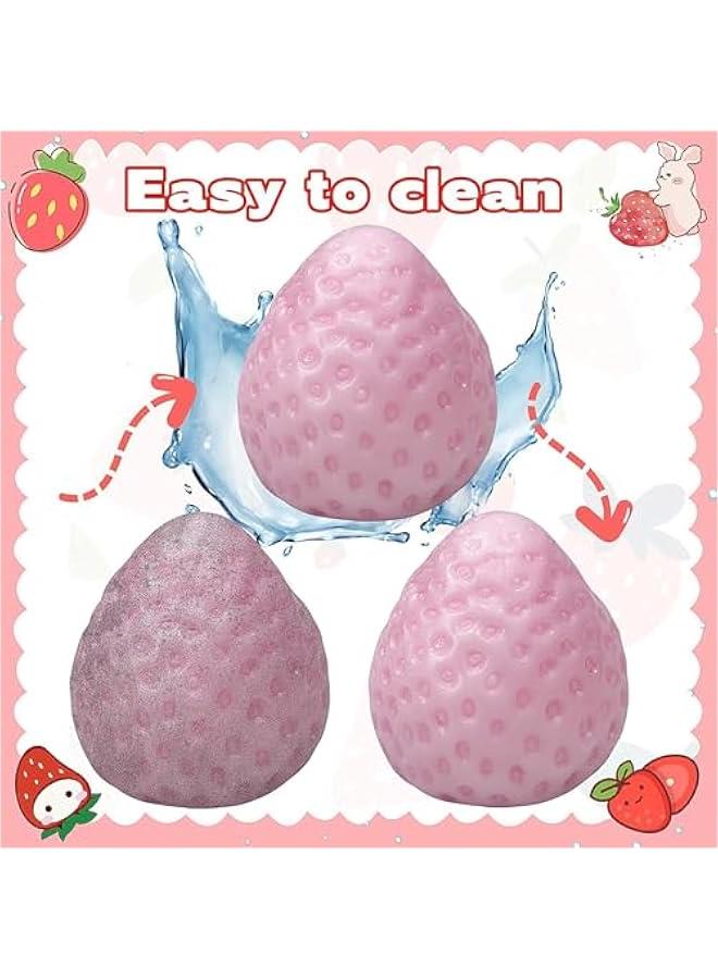 Handmade Jumbo Clear Strawberry Squishy Toys - 3 Pack Extra Large Stress Relief Squeeze Toys for Anxiety Relief, Sensory Play  Collectibles - Image 4