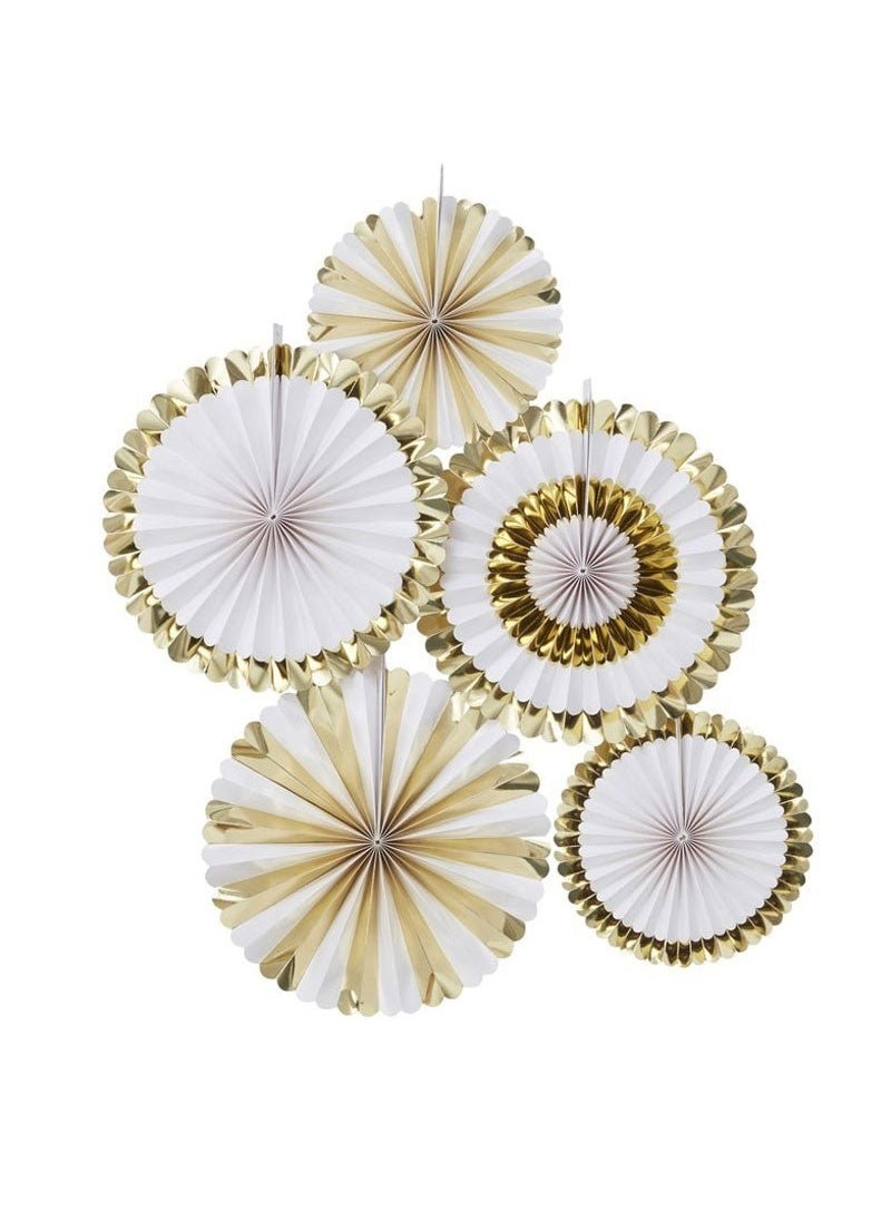 Ginger Ray Decorative Bows Gold White Paper 28-38cm 5-Pack