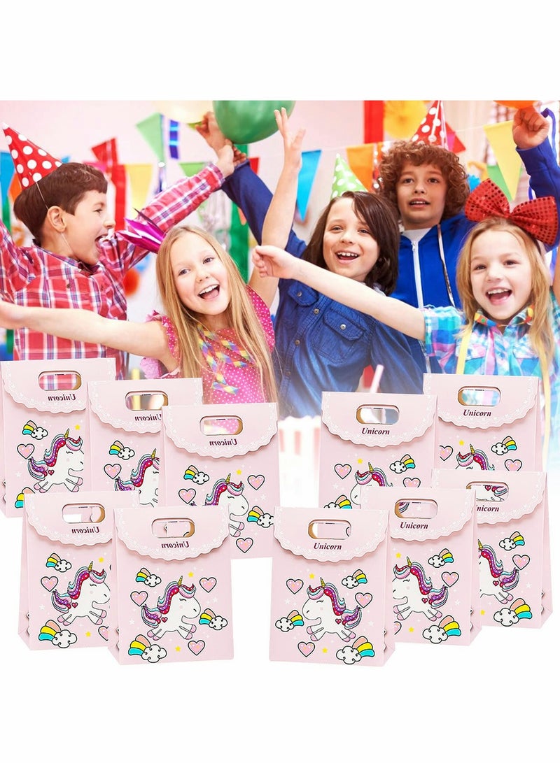 Unicorn Themed Paper Gift Bags for Birthday Parties, Baby Showers, and Children's Celebrations, Set of 10 - Image 1