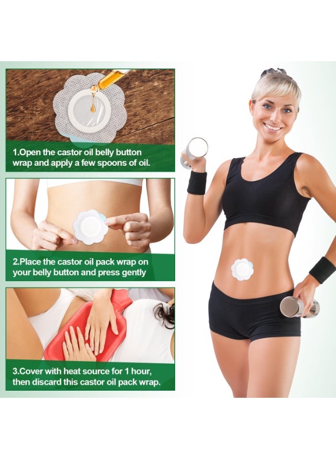 Generic 30pcs Castor Oil Pack Wrap for Belly Button, Self-Adhesive Disposable Castor Oil Belly Button Wrap Pads Spunlace Cloth Highly Absorbent Organic Cover Compress Patches No Wash (Oil Not Included)  - Image 5