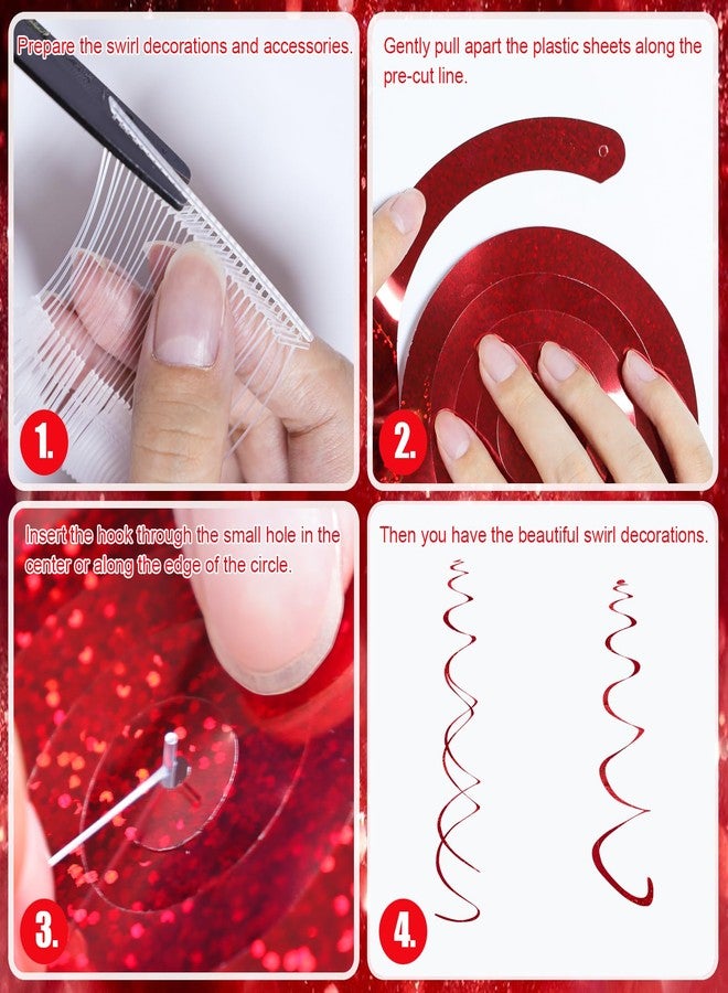 Fumwase 30PCS Hanging Swirl Party Decorations Shinny Foil Plastic Party Streamer for Ceiling Ornament Set for Home School Birthday Wedding Halloween Decorations (Red) - Image 3