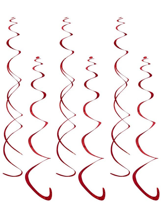 Fumwase 30PCS Hanging Swirl Party Decorations Shinny Foil Plastic Party Streamer for Ceiling Ornament Set for Home School Birthday Wedding Halloween Decorations (Red) - Image 1