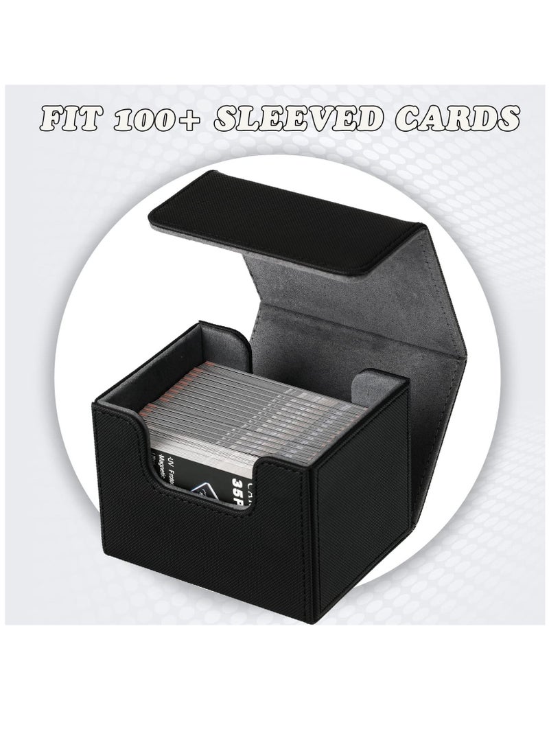 SYOSI Leather Deck Card Boxes, 2 Pcs Large Game Boxes Fits 100 Plus Sleeved Cards, for Collectible Cards Deck Playing Card Case, for Gaming Cards, Poker, MTG TCG Compatible (Black, White) - Image 5
