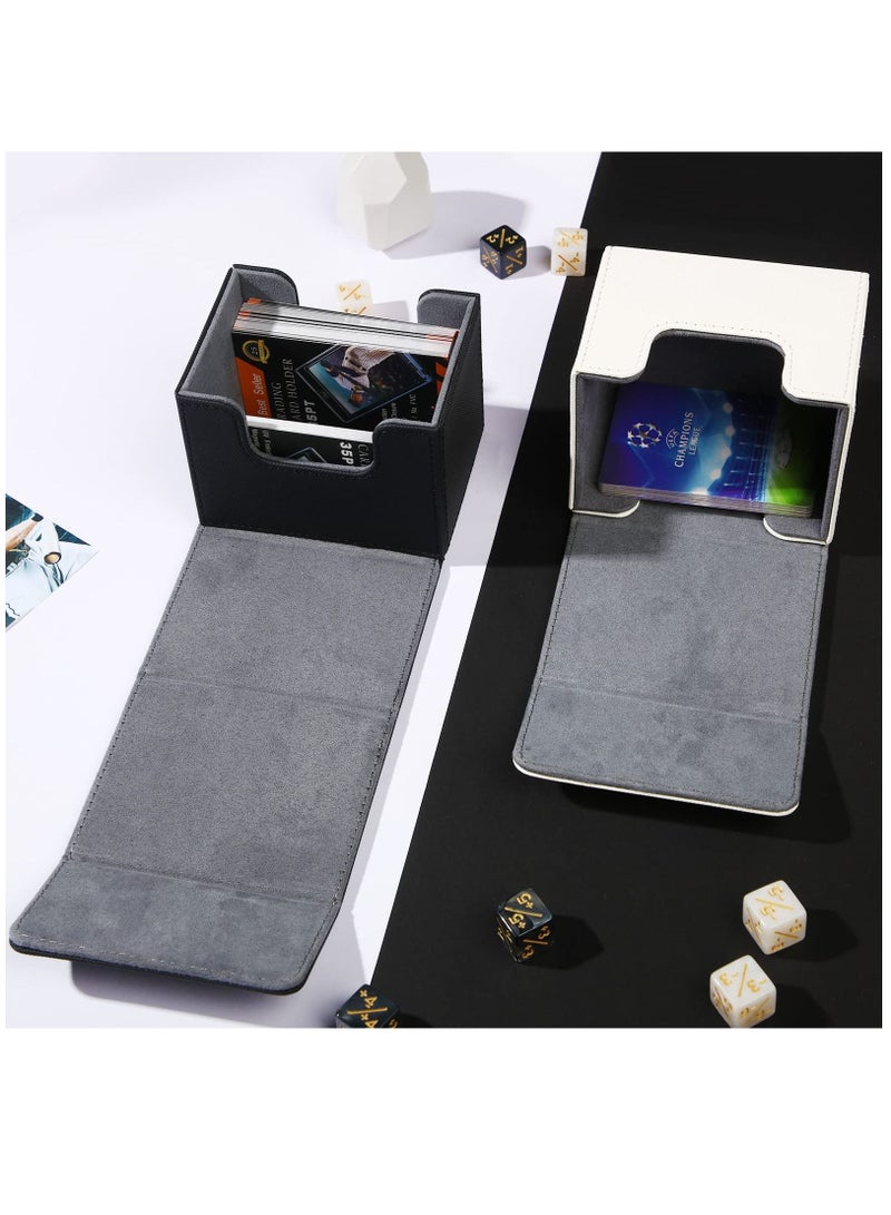SYOSI Leather Deck Card Boxes, 2 Pcs Large Game Boxes Fits 100 Plus Sleeved Cards, for Collectible Cards Deck Playing Card Case, for Gaming Cards, Poker, MTG TCG Compatible (Black, White) - Image 2