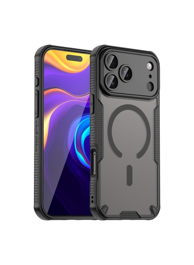 SanHu for iPhone 17 Pro Max Case Cover, Armor of Brushed Comfortable Oil Waterproof TPU+PC Soft Semi-translucentmatte Feel Cell Phone Protective Case for iPhone 17 Pro Max, Black - Image 1