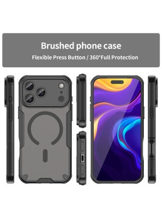 for iPhone 17 Pro Max Case Cover, Armor of Brushed Comfortable Oil Waterproof TPU+PC Soft Semi-translucentmatte Feel Cell Phone Protective Case for iPhone 17 Pro Max, Black - view 2