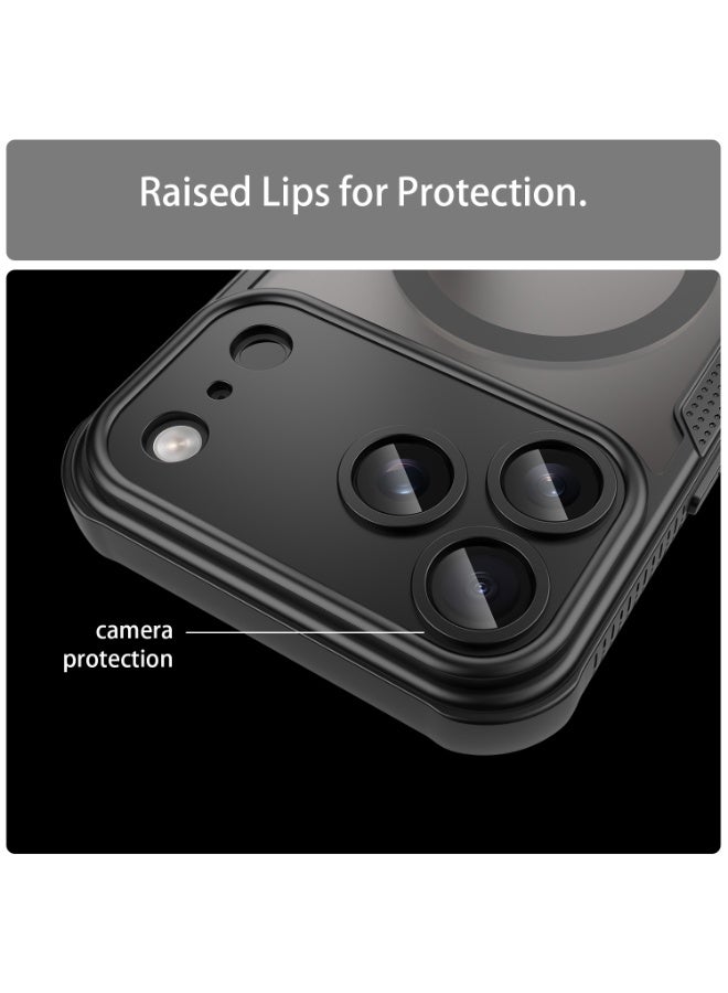 SanHu for iPhone 17 Pro Max Case Cover, Armor of Brushed Comfortable Oil Waterproof TPU+PC Soft Semi-translucentmatte Feel Cell Phone Protective Case for iPhone 17 Pro Max, Black - Image 5